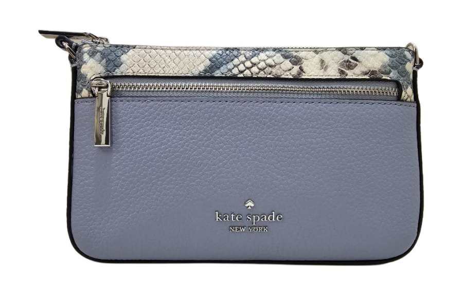 Kate Spade Leila Snakeskin Print Embossed Leather Wrist Bag Women's Blue