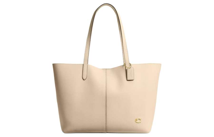 COACH Grain Leather Tote Bag, Shopping Bag, Shoulder Bag, Handbag Large Women's Brass And Ivory