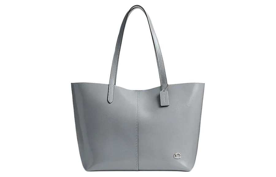 COACH Cow Leather One Shoulder Handbag Large Women's Gray Blue
