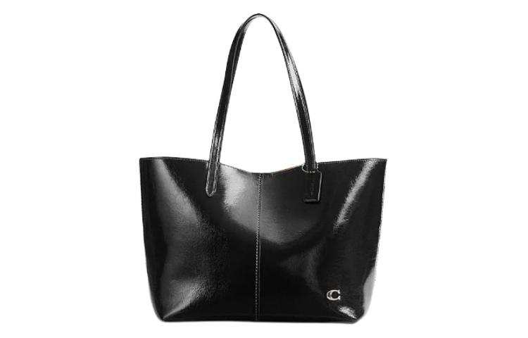 COACH NORTH Cow Split Leather Tote Bag, Shopping Bag, Handbag, Shoulder Bag Large Women's Black