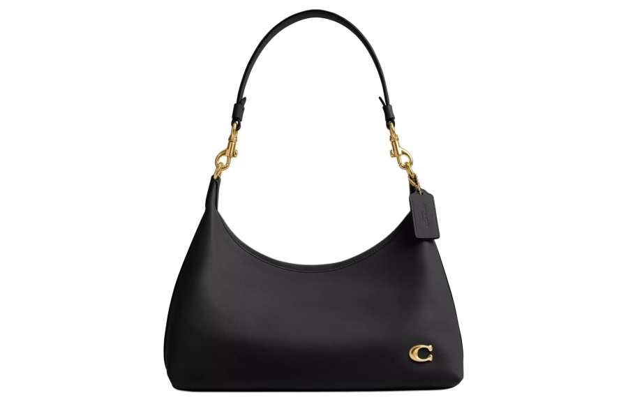 COACH Juliet Glove Tanned Leather Handbag, Shoulder Bag Large Women's Brass & Black