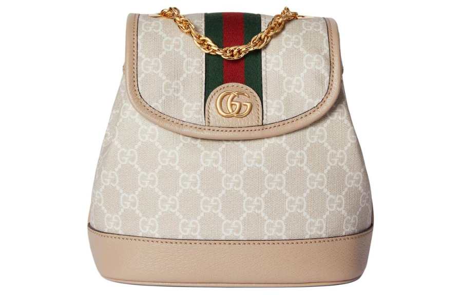 GUCCI Ophidia Canvas Backpack Mini Women's Beige & White
