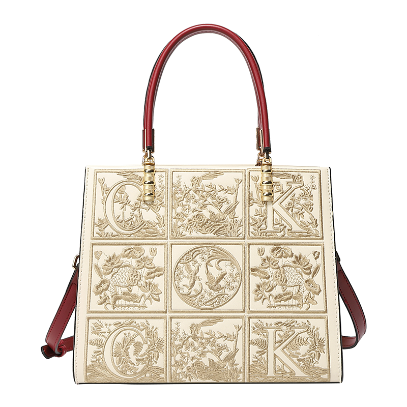 PAYOT Pu Shoulder Bag, Crossbody Bag, Handbag Regular Women's Apricot/Burgundy