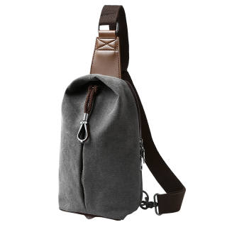 MOYYI Canvas Bag Sling Bag Small Men's Gray, Smoke Cyan