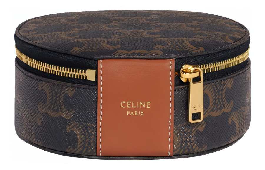 CELINE Triomphe Cow Leather, Leather Storage Box And Storage Bag Women's Tawny