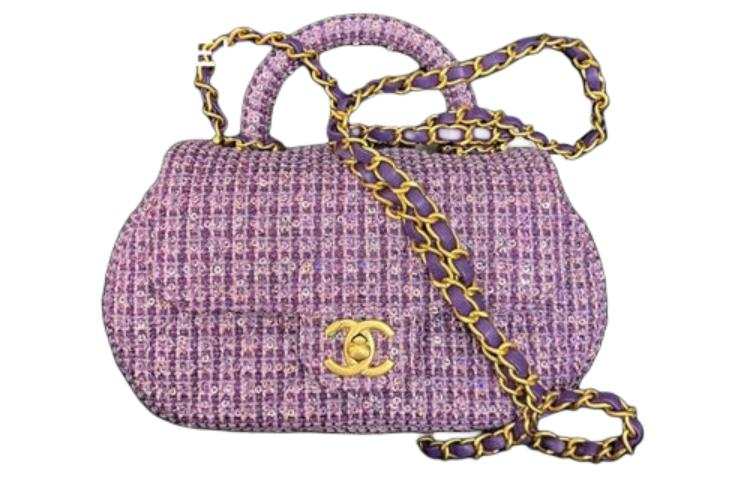 CHANEL Twill Soft Woolen Shoulder Bag, Crossbody Bag, Handbag Small Women's Purple