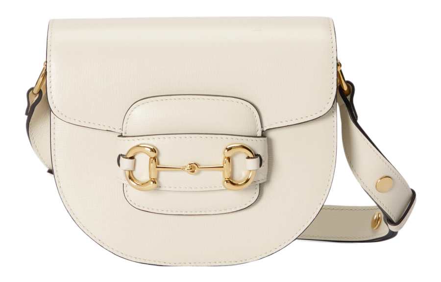 GUCCI Horsebit 1955 Leather Shoulder Bag, Crossbody Bag Mini Women's White