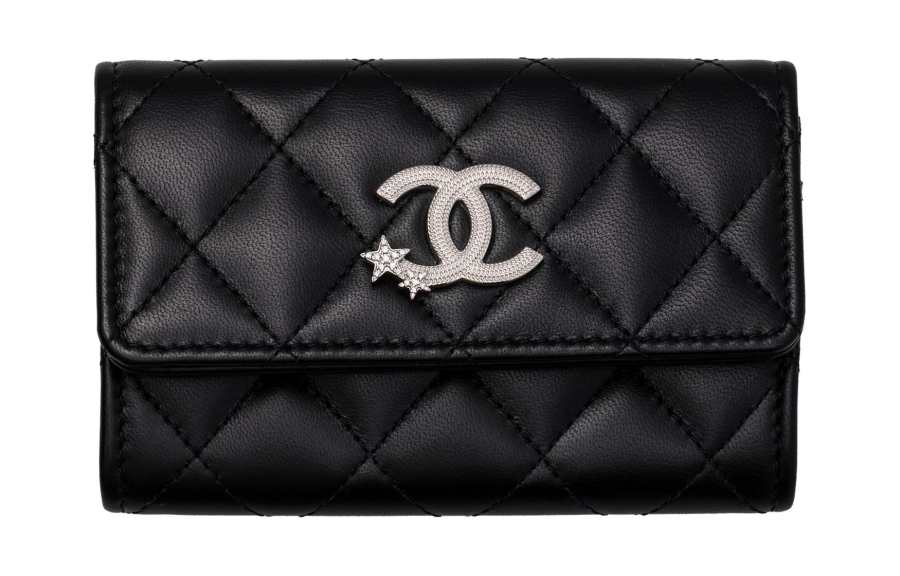 CHANEL Sheepskin Wallet, Card Holder Women's Black