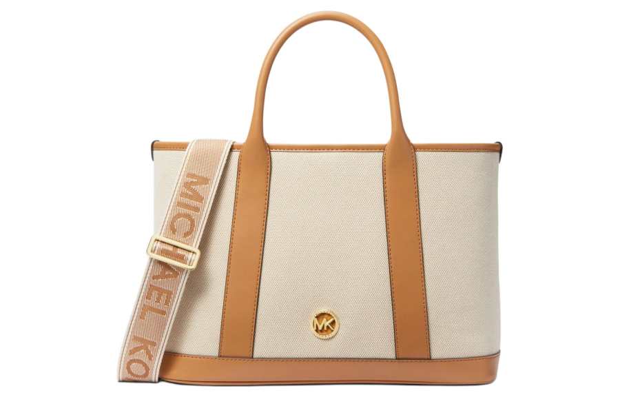 MICHAEL KORS Fabric Shoulder Bag, Crossbody Bag, Handbag Medium Women's Ecru & Peanut