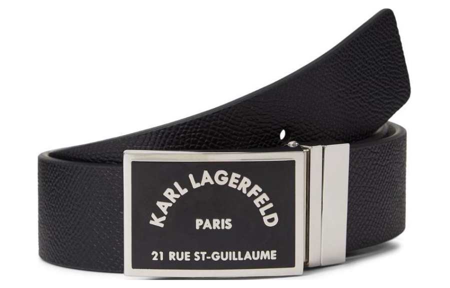 KARL LAGERFELD / Karl Lagerfeld Jeans Two Tone Design, Smooth Buckle Belts Men's Black