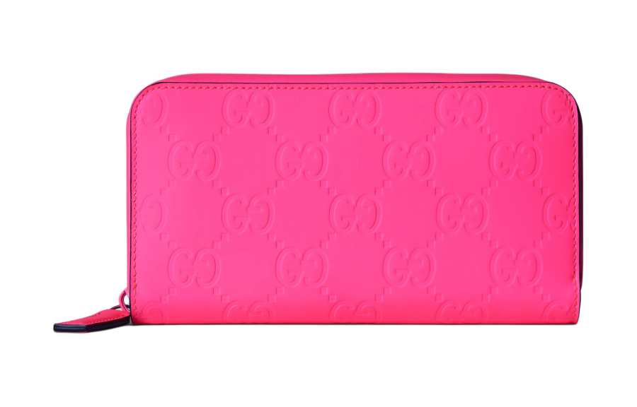 GUCCI Rubber Effect Leather Wallet Women's Fuchsia