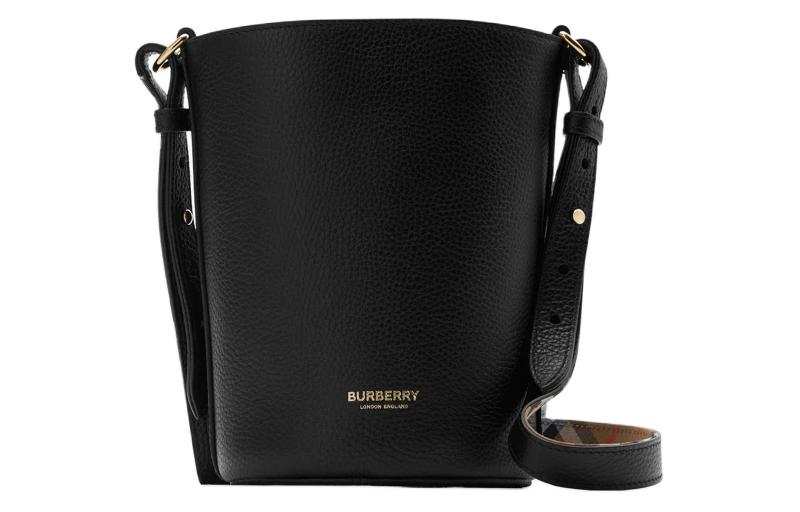 Burberry Grain Calfskin Bucket Bag, Handbag, Shoulder Bag, Crossbody Bag Small Women's Black
