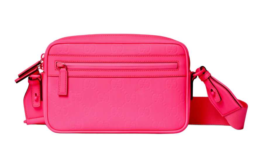 GUCCI Rubber Effect Leather Shoulder Bag, Crossbody Bag Women's Fuchsia