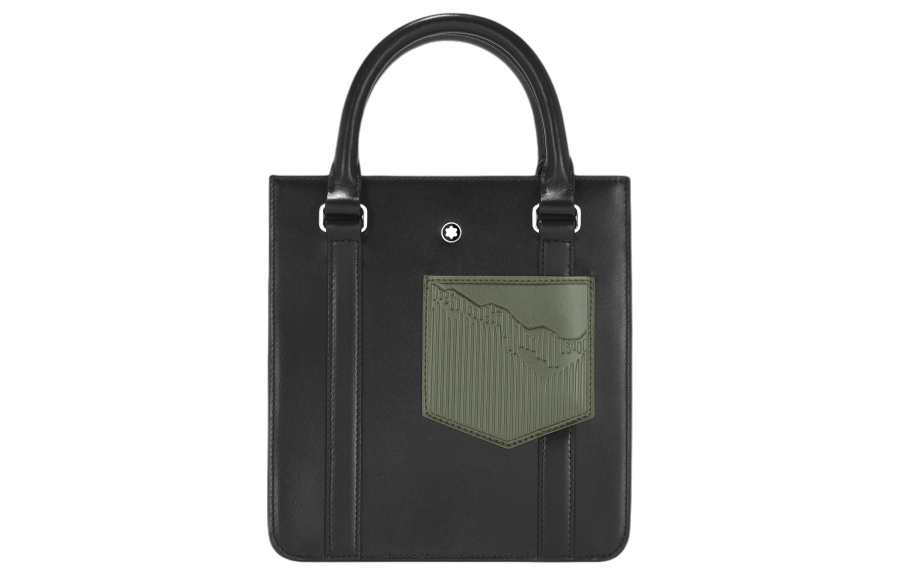 MONTBLANC Meisterstuck Full Grain Cow Leather Tote Bag, Shopping Bag, Handbag Mini Men's Black & Olive Green
