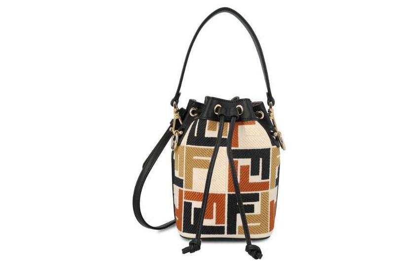 FENDI Canvas Bag, Bucket Bag, Shoulder Bag, Crossbody Bag, Handbag Mini Women's Black & Multicolor
