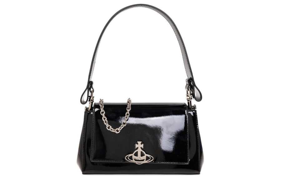 Vivienne Westwood HAZEL Calfskin Shoulder Bag, Crossbody Bag, Handbag Medium Women's Black