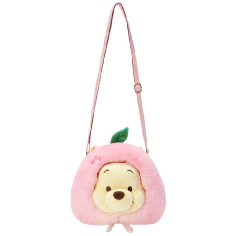 Disney Peach Winnie The Pooh Handheld Plush Crossbody Bag Shoulder Bag Doll Merch Shanghai Disney