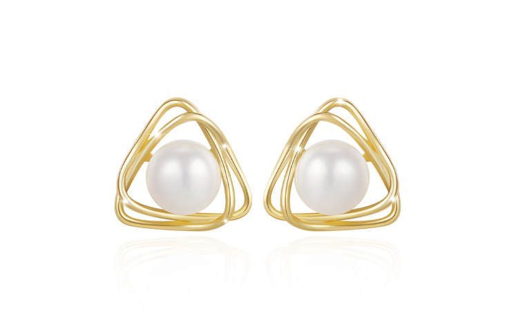 QIMEILA S925 Silver Freshwater Pearl Stud Earrings Women's