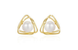 QIMEILA S925 Silver Freshwater Pearl Stud Earrings Women's
