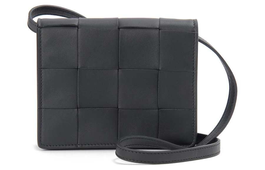 Bottega Veneta Leather Shoulder Bag, Crossbody Bag Mini Unisex Black