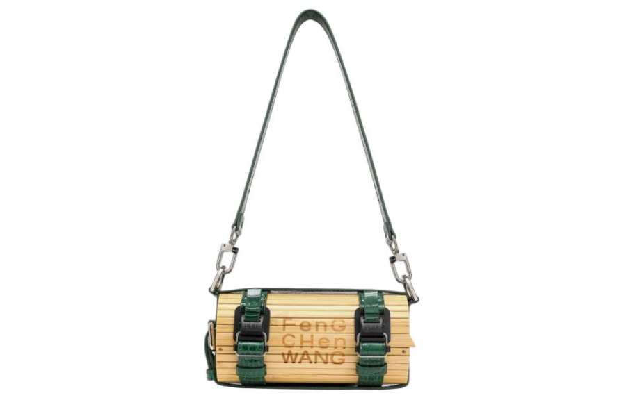 Feng Chen Wang Native Bamboo Ply With PU Bamboo Bag, Shoulder Bag, Crossbody Bag Small Unisex Green