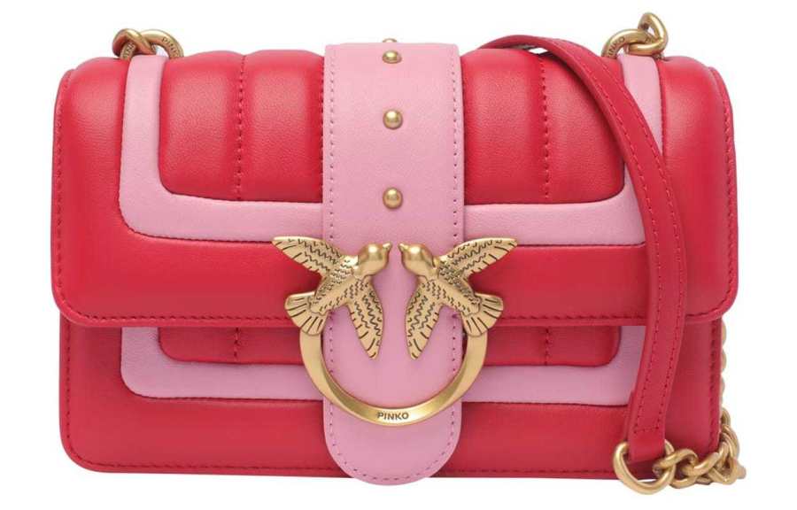 PINKO Sheepskin Crossbody Bag, Shoulder Bag Women's Red & Pink