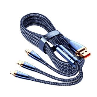 TORRAS USB A To Tpye C 3 in 1 Charging Cable, Compatible With Apple 17 Pro Max/16/15/Android/Huawei USB Interface