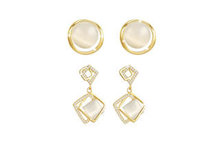 QIMEILA Copper Alloy Hoop Earrings 2 Piece Set Women's