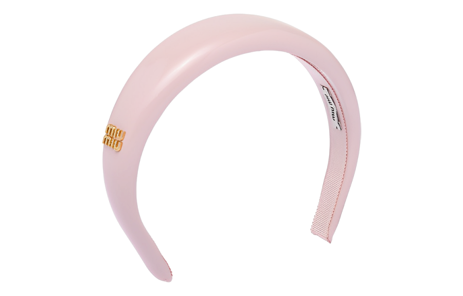 MIU MIU MIU MIU Logo plaque Leather Headband