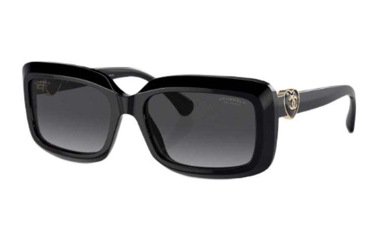 CHANEL CHANEL Acetate Irregular Shape Sunglasses Unisex Black