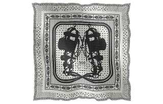 HERMES Silk Scarves Unisex Black