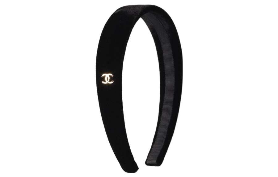 CHANEL Headbands Velvet Headbands Women's Black