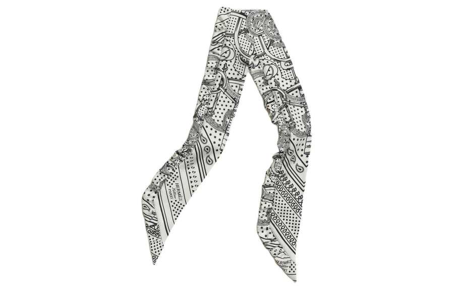 HERMES HERMES Silk Scarves Unisex White