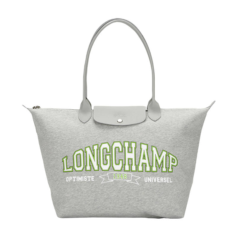 LONGCHAMP Le Pliage Cotton Tote Bag, Shopping Bag, Handbag, Shoulder Bag Large Women's Gray