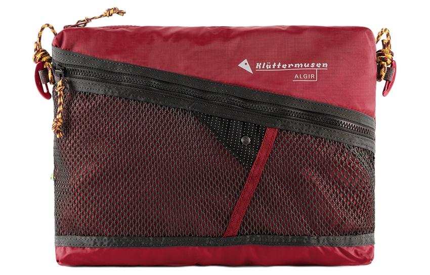 Klattermusen Shoulder Bag, Crossbody Bag, Outdoor Bag Recycled Nylon Red Brown Men's