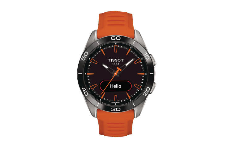 TISSOT Quartz Movement 50m Waterproof Unisex Watch 43.75mm Black Dial Titanium Watch Case Silicone Strap