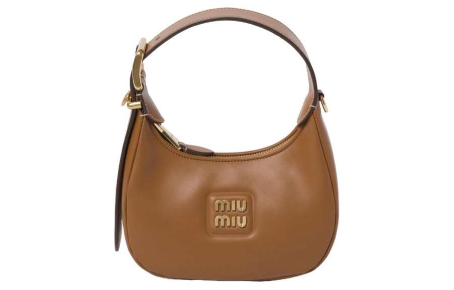 MIU MIU Leather Hobo Bag, Handbag Women's Caramel