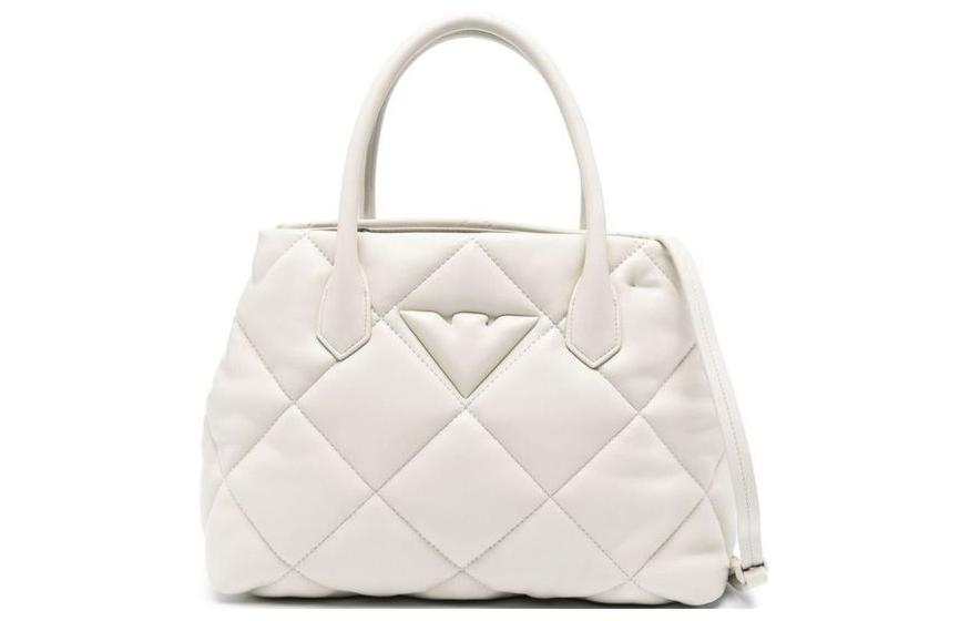 EMPORIO ARMANI Polyester Tote Bag, Shopping Bag, Handbag Women's Ivory White