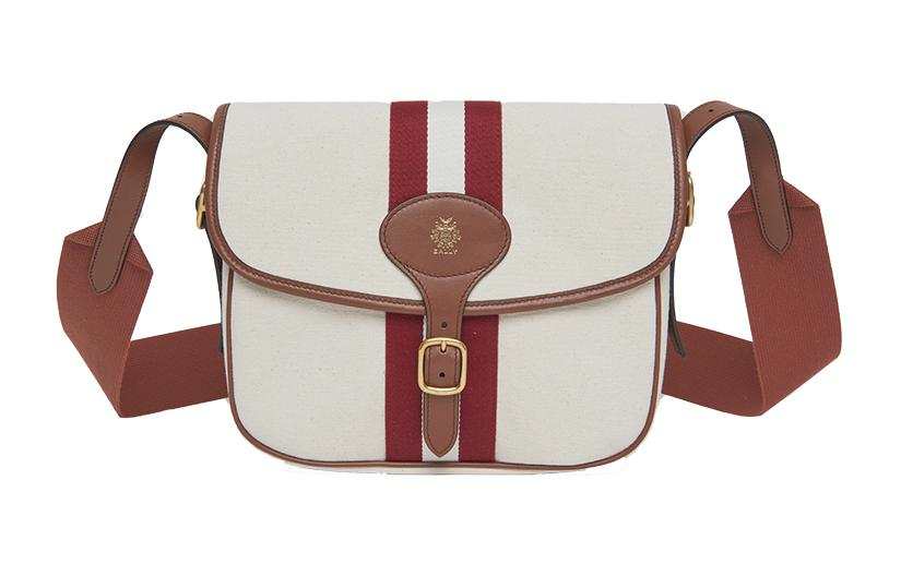 BALLY Fabric With Cow Leather Shoulder Bag, Crossbody Bag Medium Men's Bone White & Brown