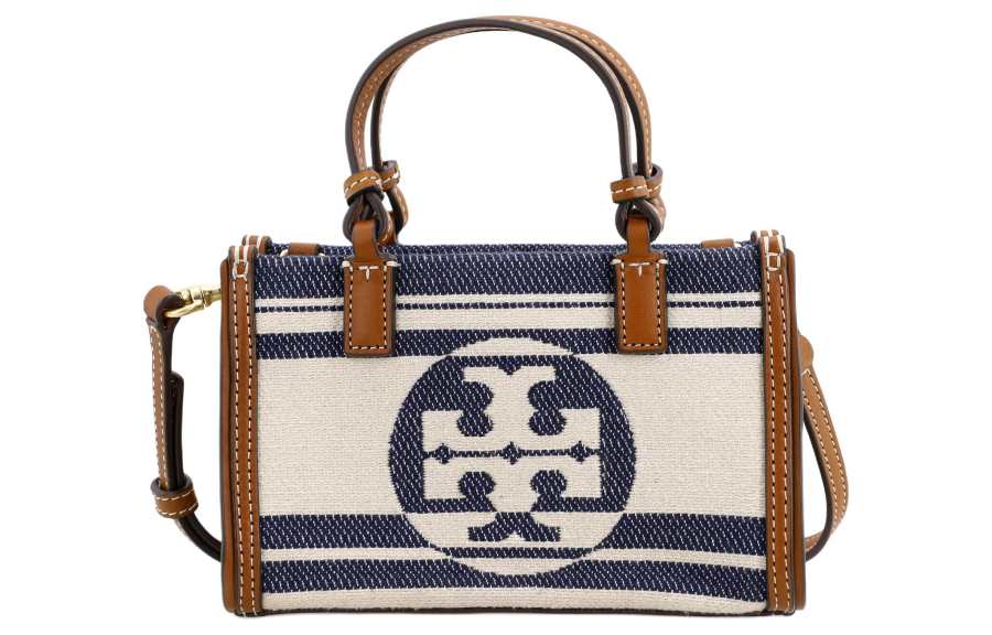 TORY BURCH Ella Jacquard Leather Trim Tote Bag, Shopping Bag, Shoulder Bag, Crossbody Bag, Handbag Mini