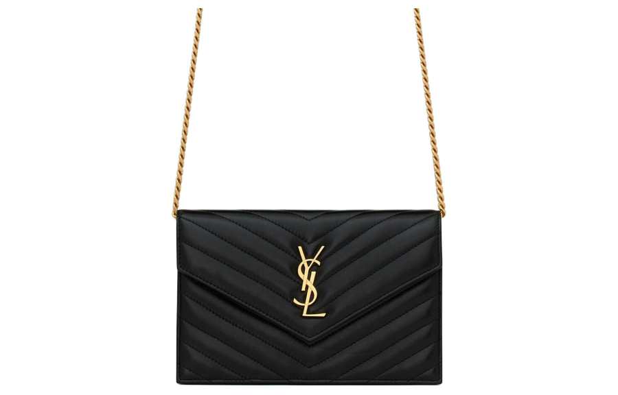SAINT LAURENT Cassandre Sheepskin Handheld Crossbody Bag, Shoulder Bag Small Women's Black