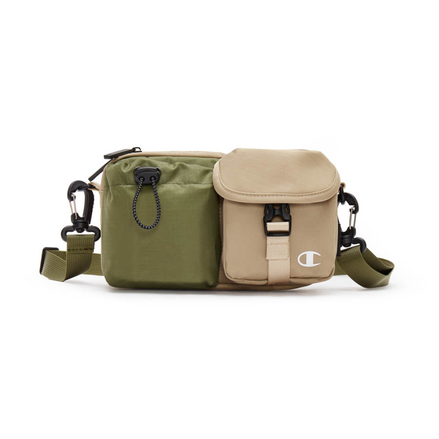 Champion Fabric Backpack Crossbody Bag Regular Unisex Khaki/Black