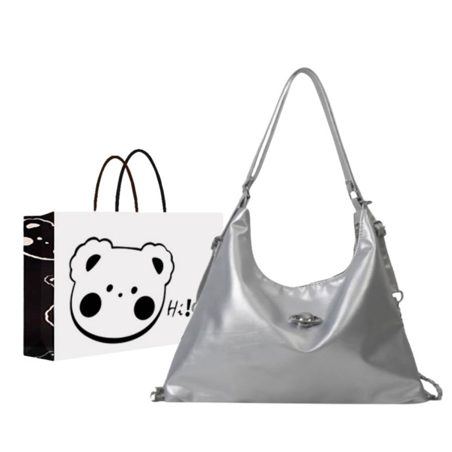NX DOUGHNUT Pu Backpack Regular Women's White, Silver, Black, Khaki