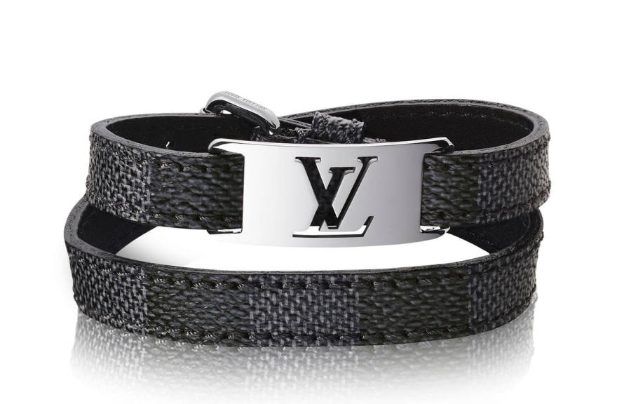 LOUIS VUITTON Calfskin Wristbands Men's Black/Silver