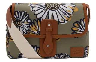 Maison Kitsune Canvas With Leather Canvas Bag, Shoulder Bag, Crossbody Bag Women's Khaki Green