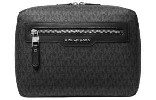 MICHAEL KORS Hudson Artificial Leather Toiletry Bag Men's Black