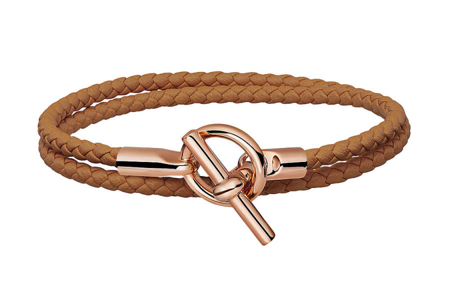 HERMES HERMES Calfskin Wristbands Unisex Brown