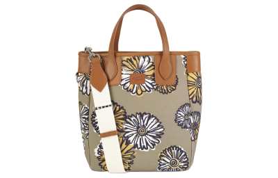 Maison Kitsune Cotton With Leather Shoulder Bag, Crossbody Bag, Handbag Women's Brown & Multicolor