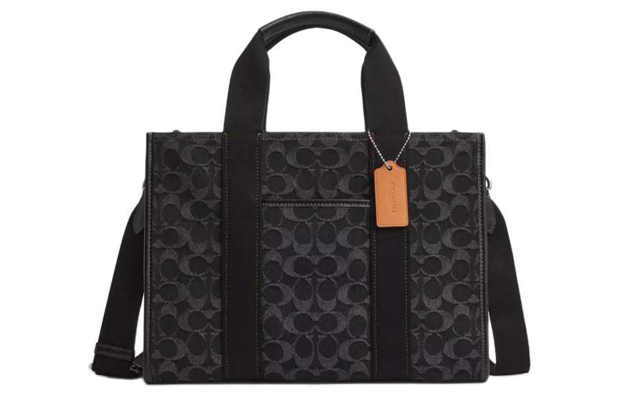 COACH Smith Iconic Denim With Smooth Leather Tote Shopping Bag, Shoulder Bag, Crossbody Bag, Handbag Large Unisex