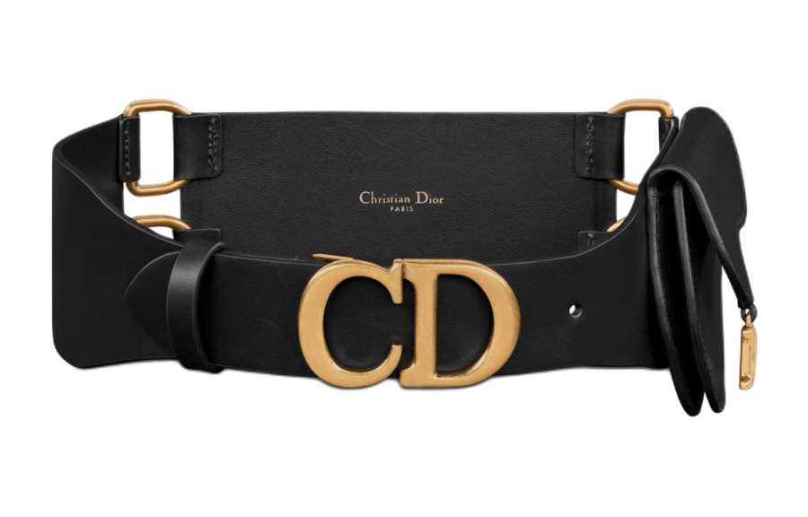 DIOR DIOR Calfskin Belts Women's Black Width 6.5cm